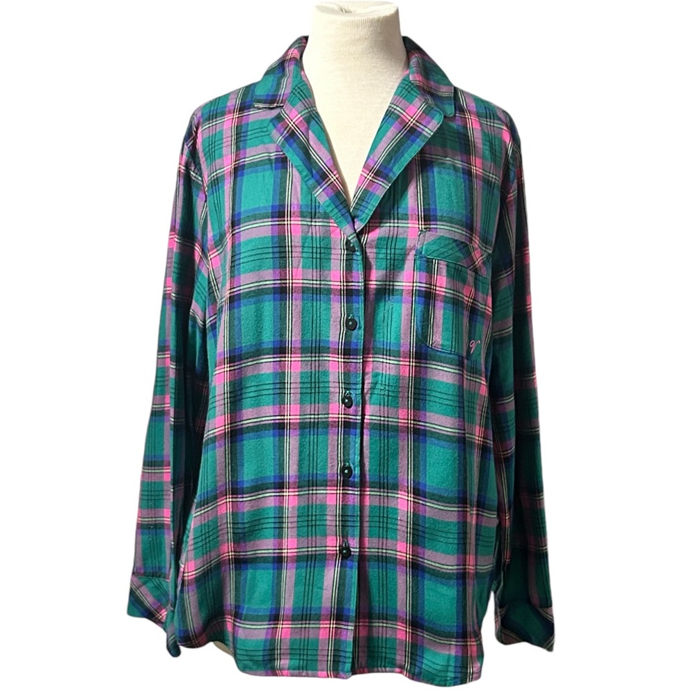 Victoria’s Secret Flannel Plaid Nightshirt w/ Matching Scrunchie US Size Small